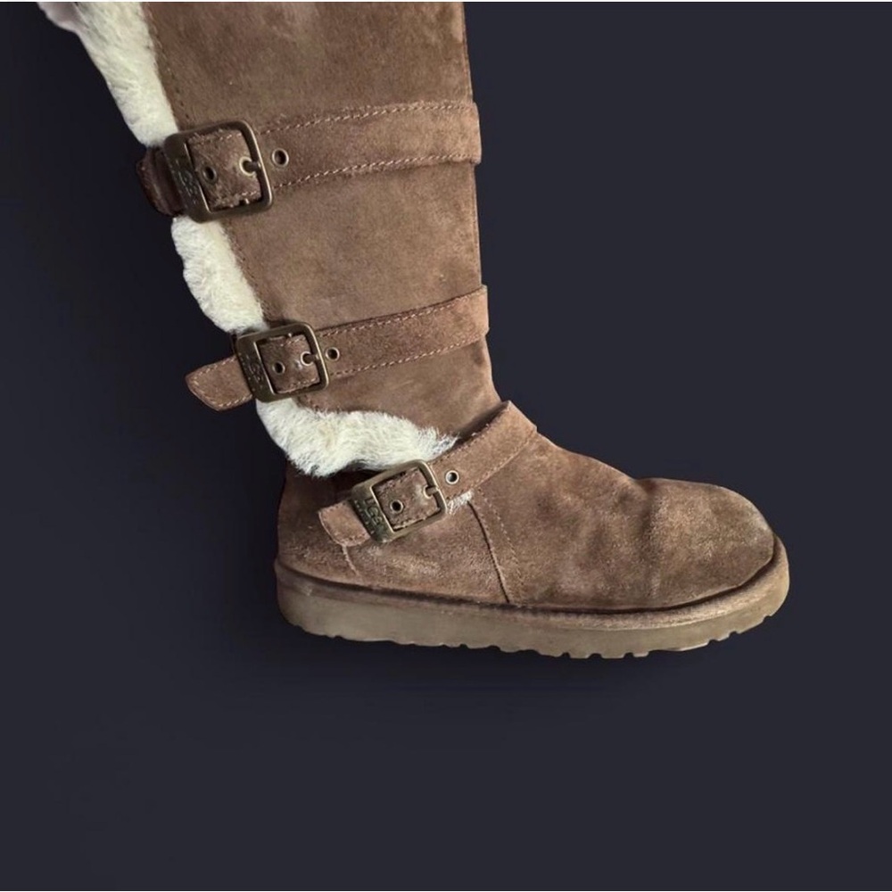 UGG Brown Suede Winter Boots with Buckles